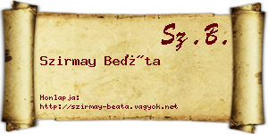 Szirmay Beáta névjegykártya