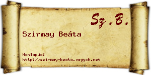 Szirmay Beáta névjegykártya